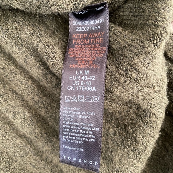 NWT TopShop Olive Green Sweater - Picture 6 of 6